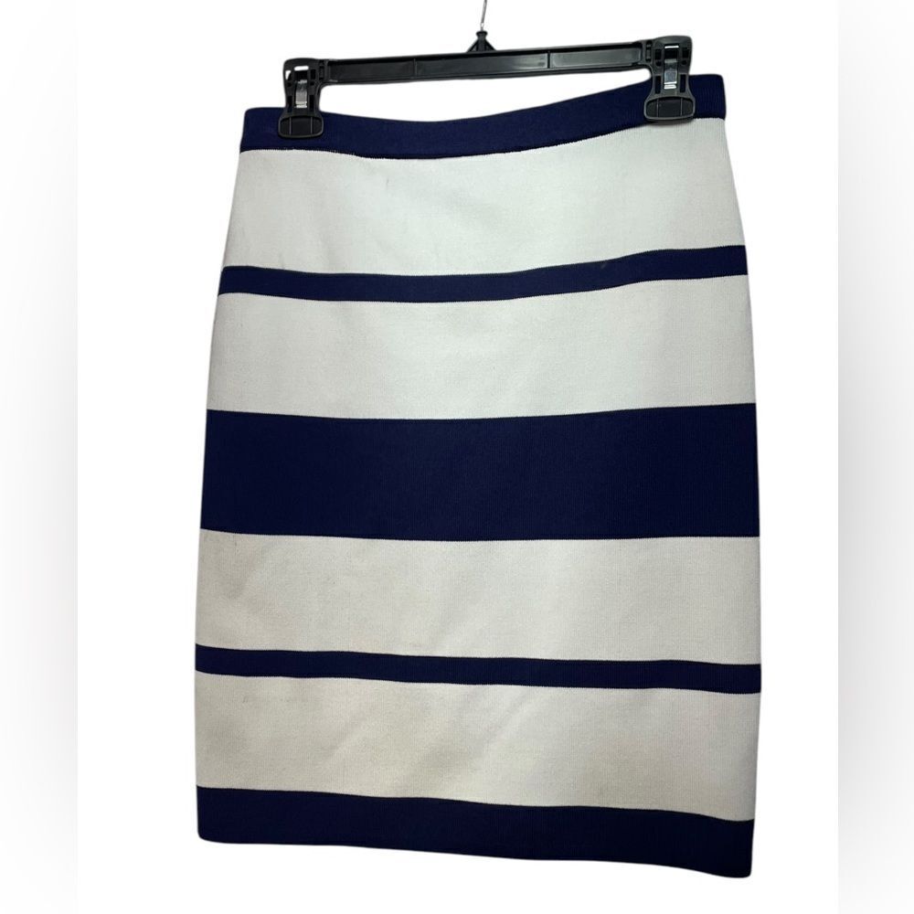 Neiman‎ Marcus Striped Navy/White Pencil Skirt Medium